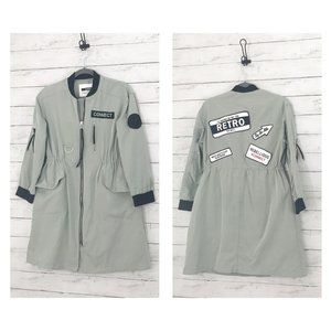 H:Connect Green Badge Long Utility Jacket - XXS